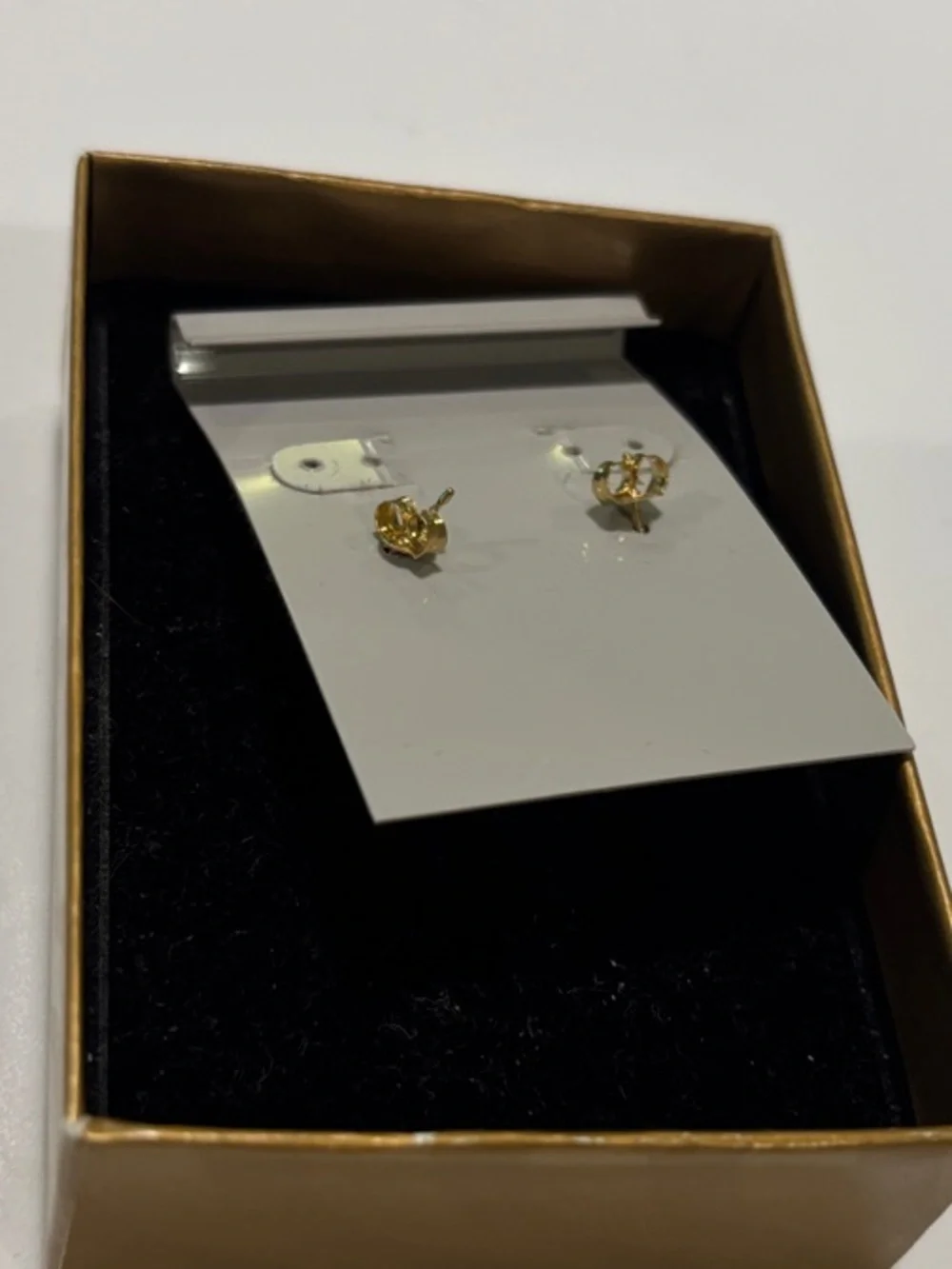 Gold-toned Huggie Earrings with Crystal Accent - Picture 4 of 4